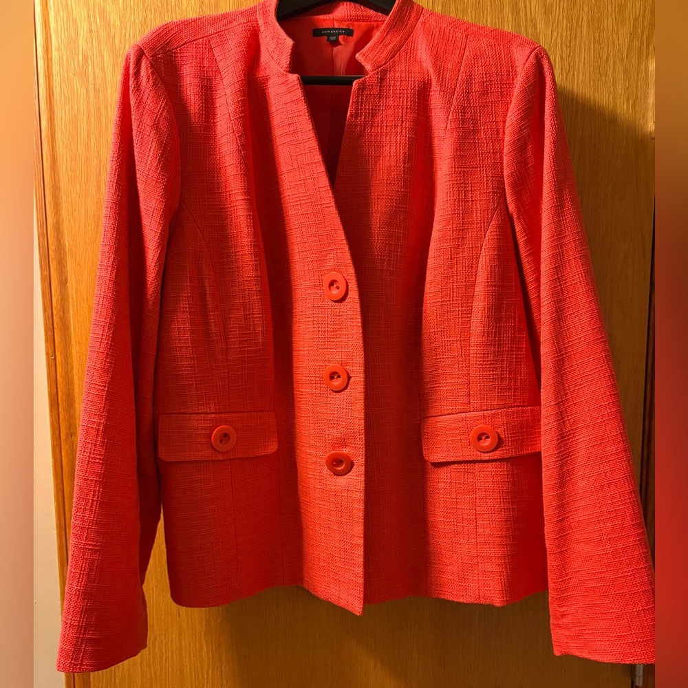 Tangerine orange woman’s suit jacket. Size 22